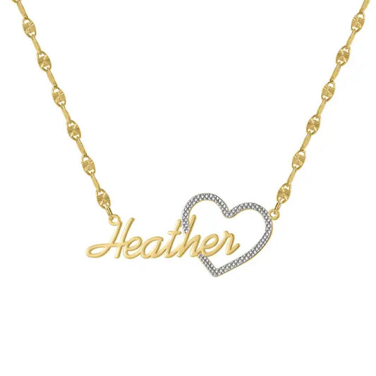 Personalized rhinestone heart necklace